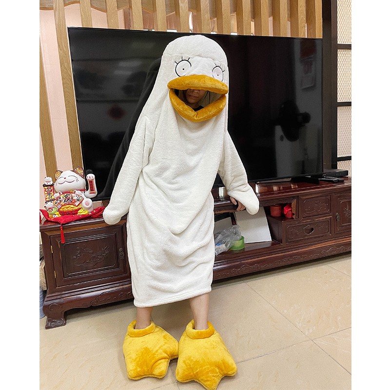 伊丽莎白睡衣冬季鸭子连体睡衣搞怪睡袋男女同款可爱卡通情侣睡袍