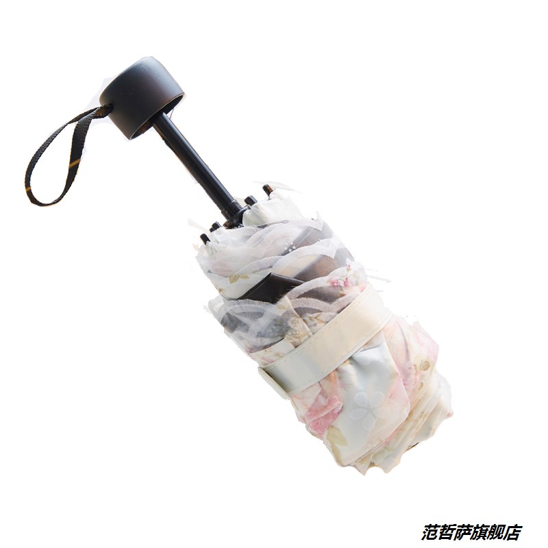 双层蕾丝太阳伞女防晒防紫外线超轻小五折迷你黑胶遮阳伞晴雨两用