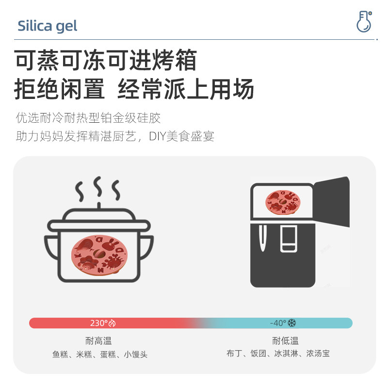 迪迪尼卡宝宝辅食工具婴儿蒸糕模具儿童辅食餐盘吸盘压花磨具餐具