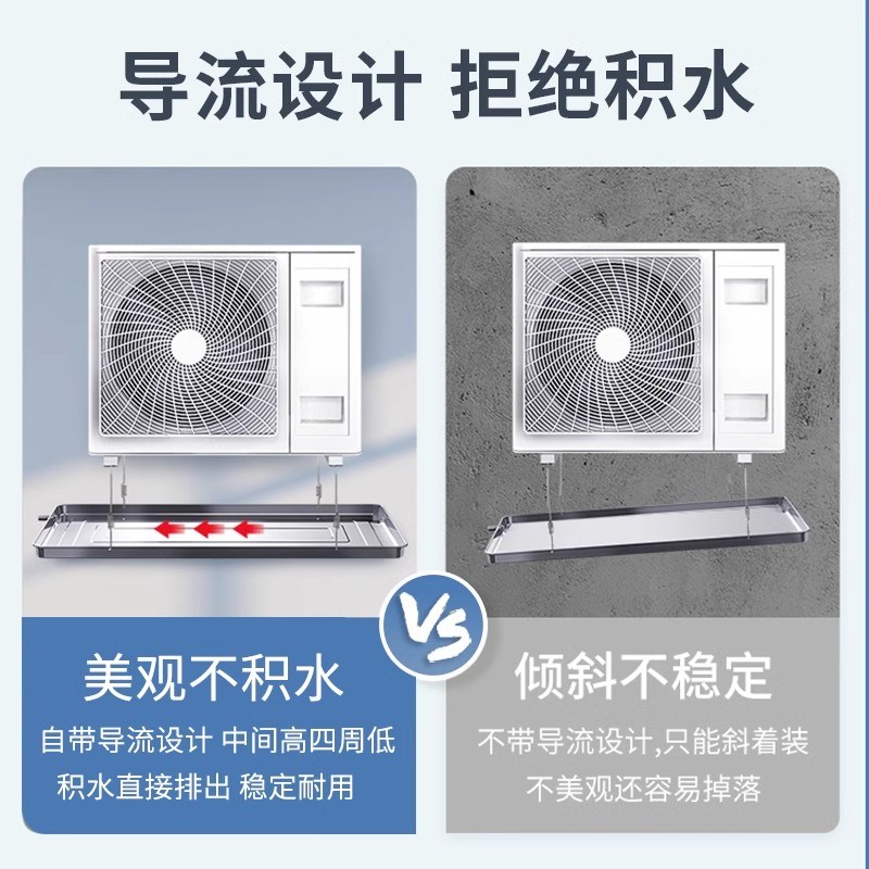 空调外机接水盘1P1.5P2P3P5P不锈钢加厚通用室外带排水管滴水托盘