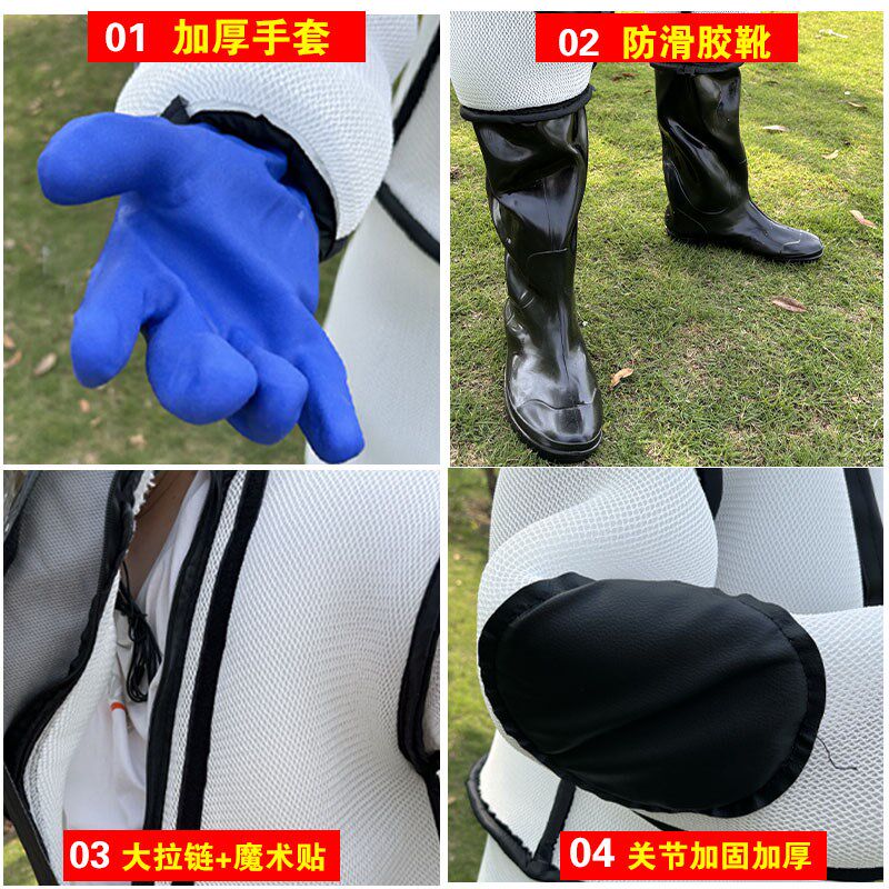 马蜂防护服新款加厚耐磨透气连体全套专用捉胡蜂虎头蜂红娘防蜂服