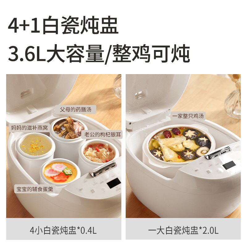 迷鹿五胆电炖锅大容量家用电炖盅隔水炖全自动陶瓷煲汤锅BB煮饭锅