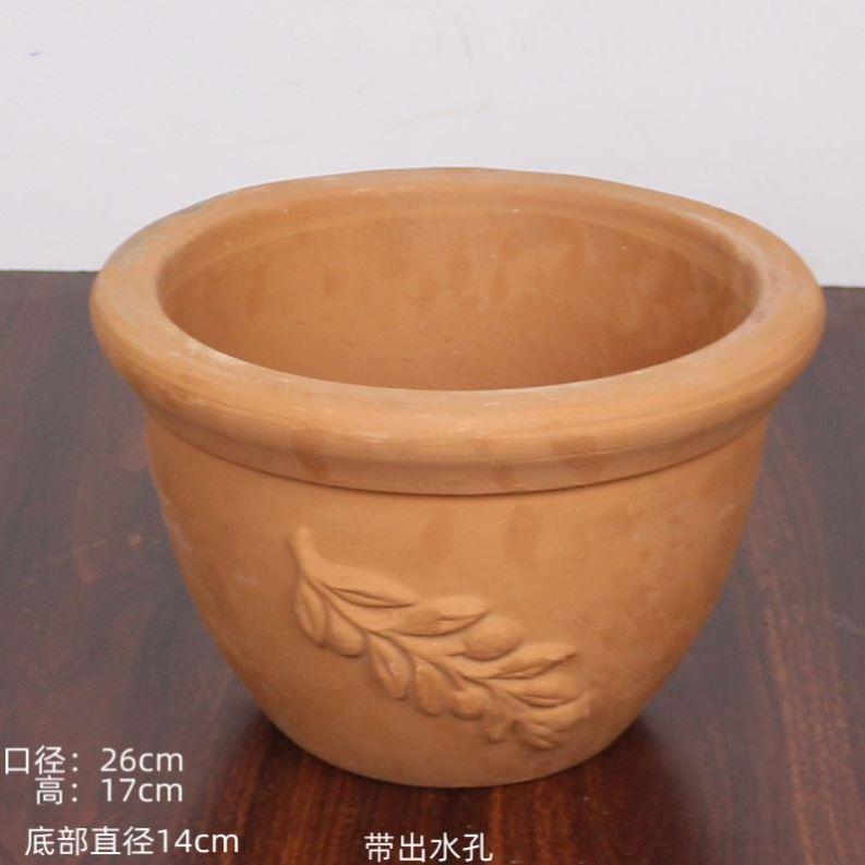 老式土陶盆粗陶陶罐花花器插干花花瓶复古透气瓦罐坛子室内外种植