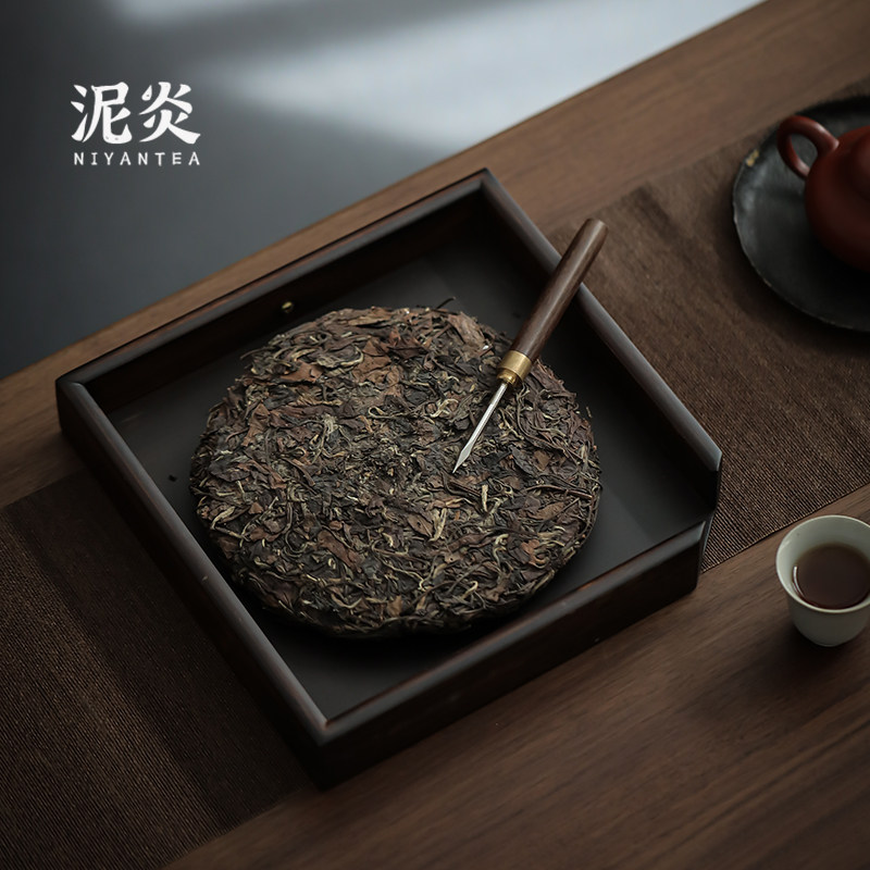竹制普洱茶收纳盒单层茶仓茶饼架存茶盒抽屉式分茶盘功夫茶道配件