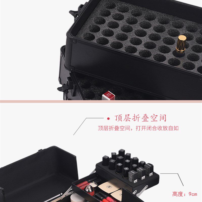 新款大容量拉杆化妆箱多层美睫美甲收纳箱纹绣可拆万向轮工具箱