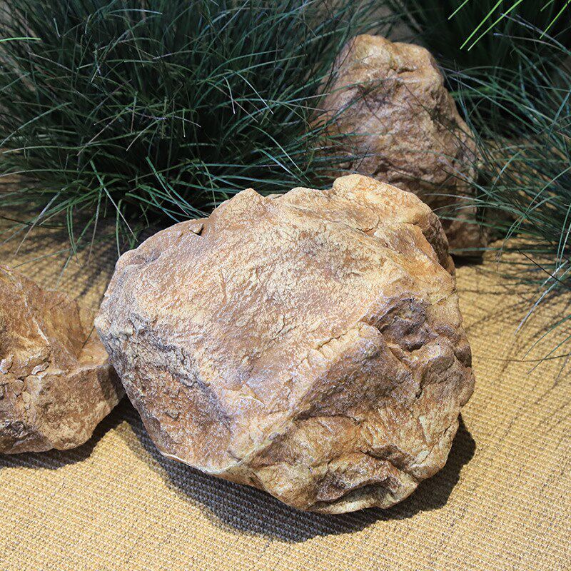 仿真黄色石头沙生石绿植造景不规则假山悬挂橱窗园林景观石摆件