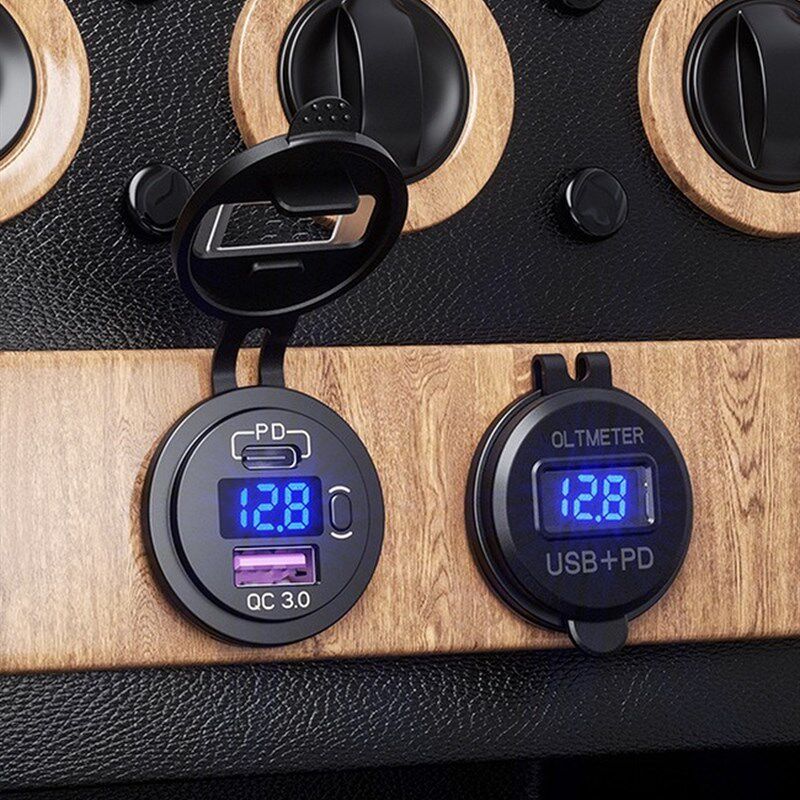 汽车和摩托车改装USB接口汽车防水车载充电器带Pd超快充40W手机充