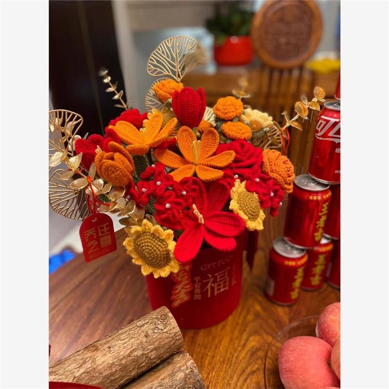 玫瑰仿真花乔迁新居抱抱桶编织花束手工DIY材料包年宵花送朋友图片