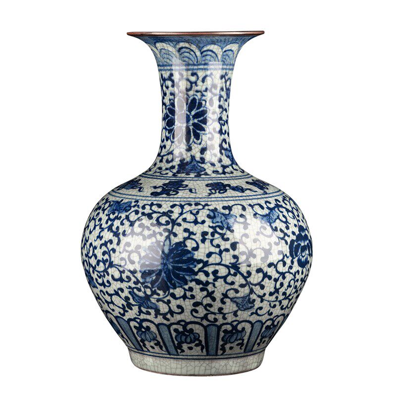 青花瓷花瓶景德镇陶瓷器新中式仿古瓷瓶客厅摆件装饰复古大号---
