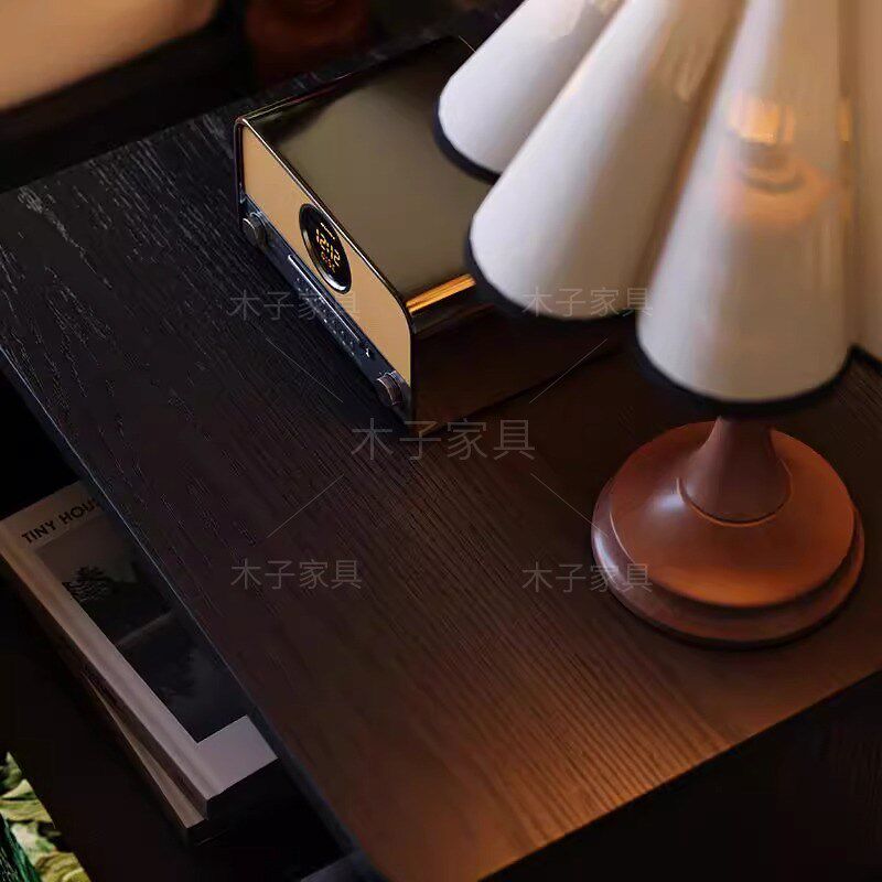 法式复古实木床头柜小户型主卧白蜡木床边储物收纳柜边几