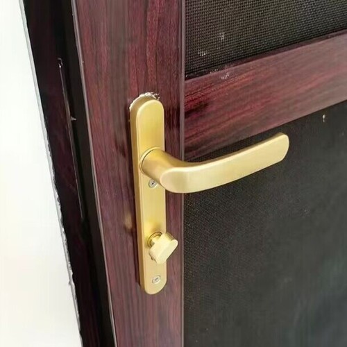 铝合金断桥铝塑钢门92型银色高低三孔多点平开门锁把手孔距210mm