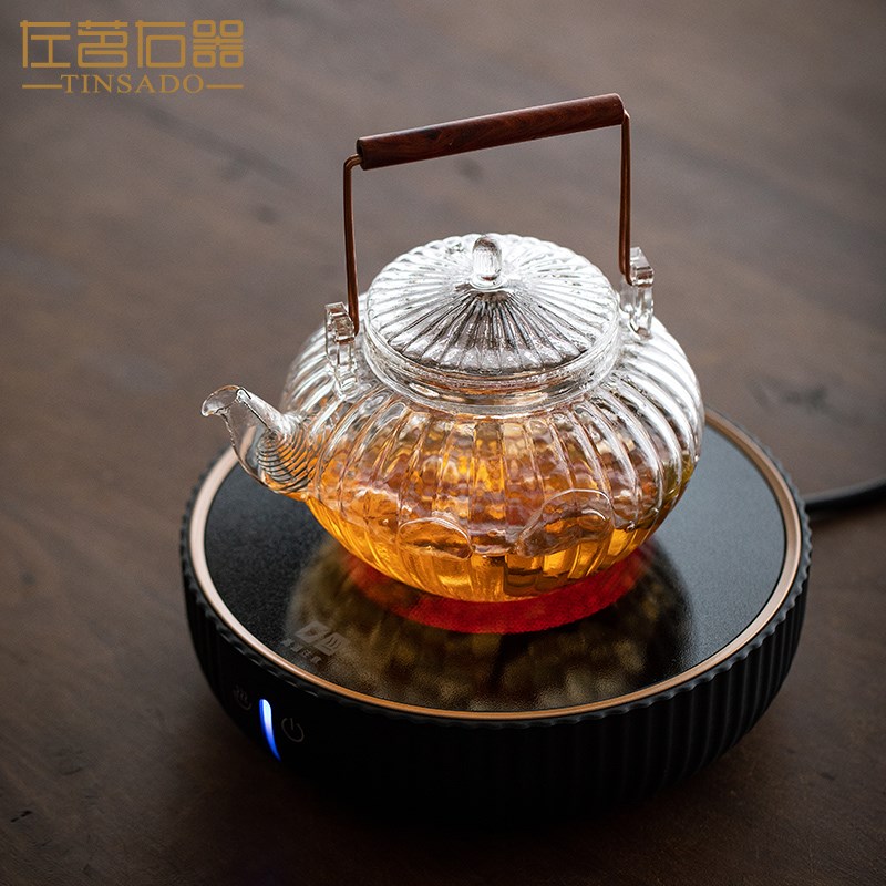 左茗右器耐高温烧水壶透明玻璃泡茶功夫茶具明火电陶炉煮茶提梁壶