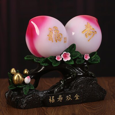 福寿双全寿桃摆件送爷爷奶奶老人长辈祝福贺寿生日礼物客厅装饰品