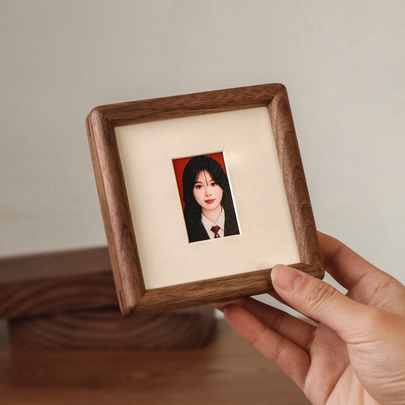 圆角胡桃木迷你相框摆台证件照洗照片做成diy打印加画框相册框架