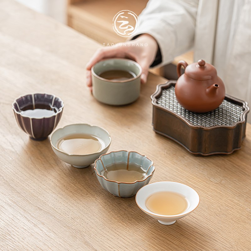 五大名窑茶杯主人杯套装汝窑茶具钧窑茶盏茶碗陶瓷品茗茶杯伴手礼