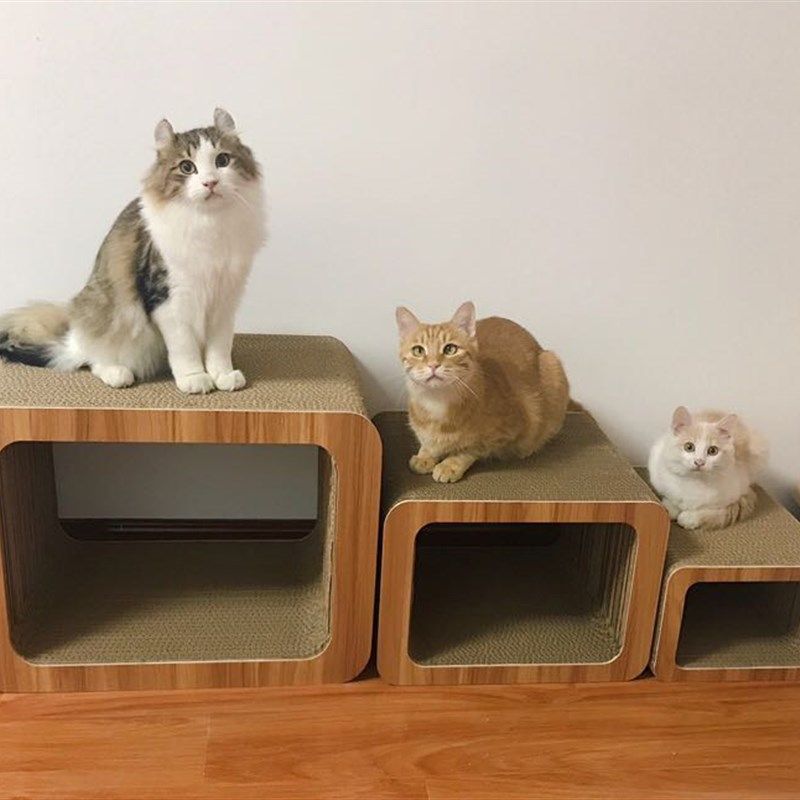 大中小号魔方猫抓板口字型套装猫玩具用品瓦楞纸磨抓可爱钻洞包邮