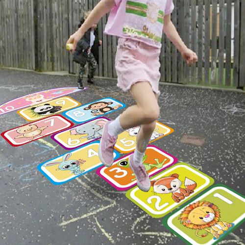 户外跳房子自沾可移除墙贴室外水泥地贴跳格子数字游戏幼儿园卡通