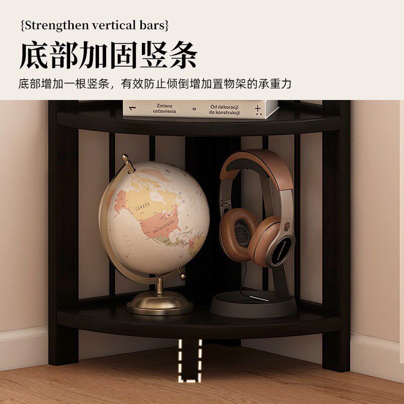 书架置物架一体靠墙三角架客厅多层收纳储物柜家用简易拐角展示架
