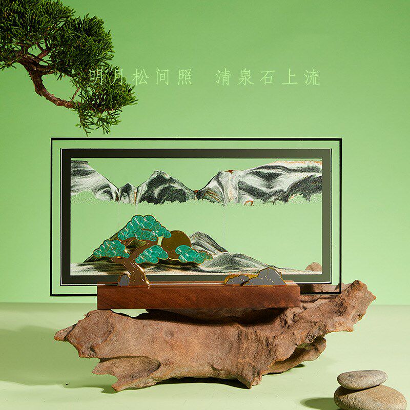 马鹿万事轻松流沙画摆件办公室桌面客厅装饰创意解压高档生日礼物