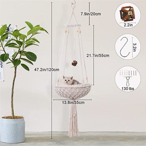 猫窝四季通用手工编织猫悬挂吊床小猫咪玩偶幼猫垫猫爬架猫秋千