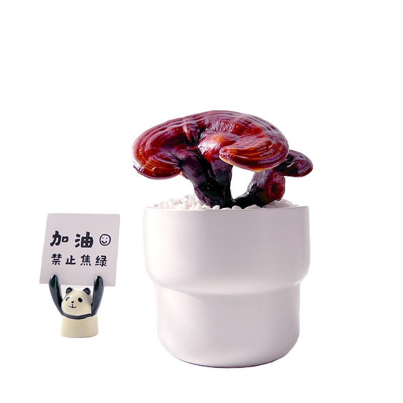 灵芝盆栽北欧风简约家居桌面办公室绿植送人礼品寓意招财盆景花卉