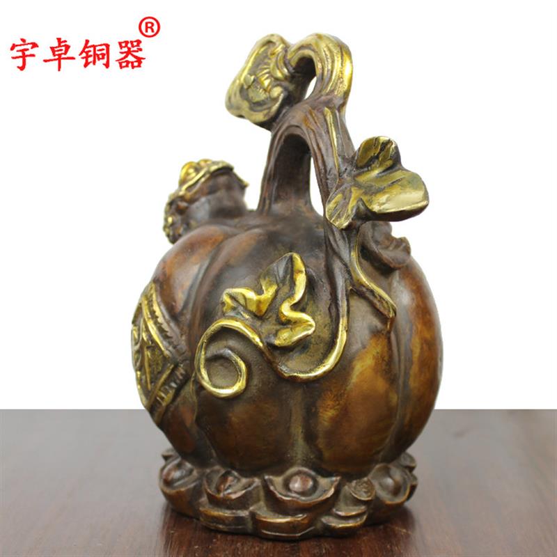 宇卓铜器纯铜南瓜黄铜南瓜铜金蟾铜南瓜金蟾工艺品摆饰