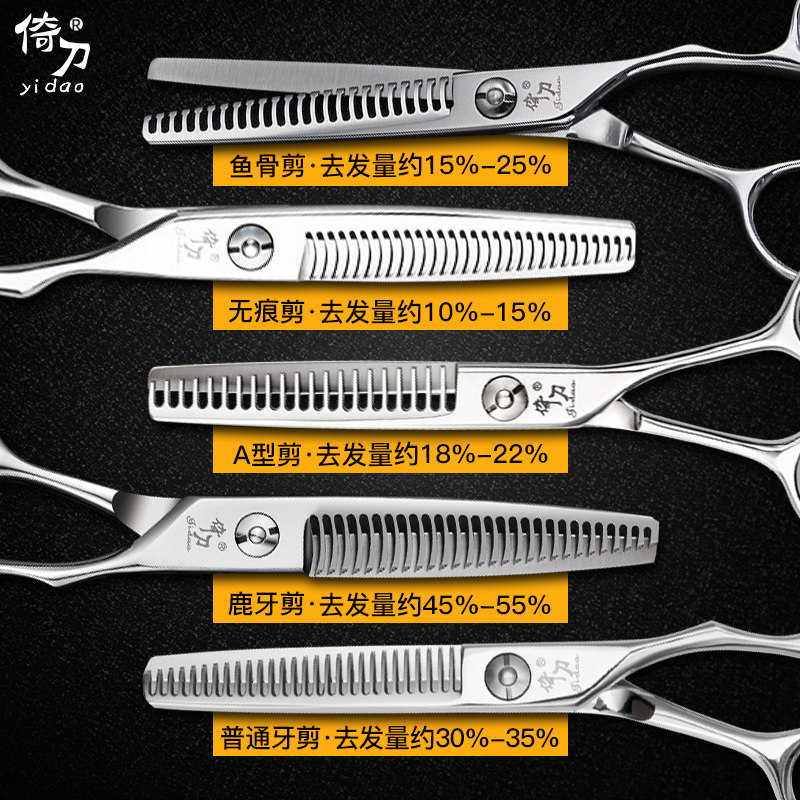 倚刀专业发型师牙剪美发家用理发剪刀鱼骨剪无痕A型剪打薄鹿牙剪