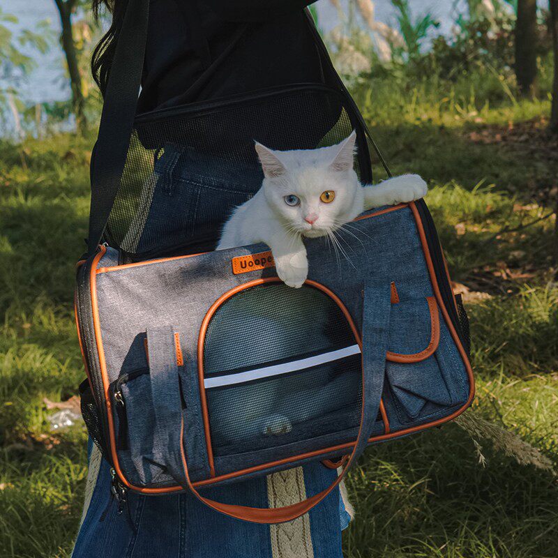 猫包外出便携大容量绝育夏天透气猫背包手提式斜挎帆布宠物包狗笼