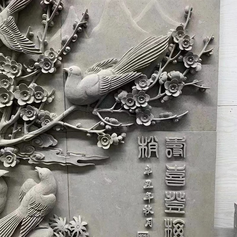仿古砖雕浮雕中式庭院影壁照壁墙黏土青砖雕刻大型浮雕墙壁画装饰