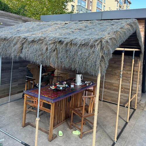 灰色仿真茅草屋顶假稻草毛草防水庭院凉亭屋檐装饰农家乐隔热防晒