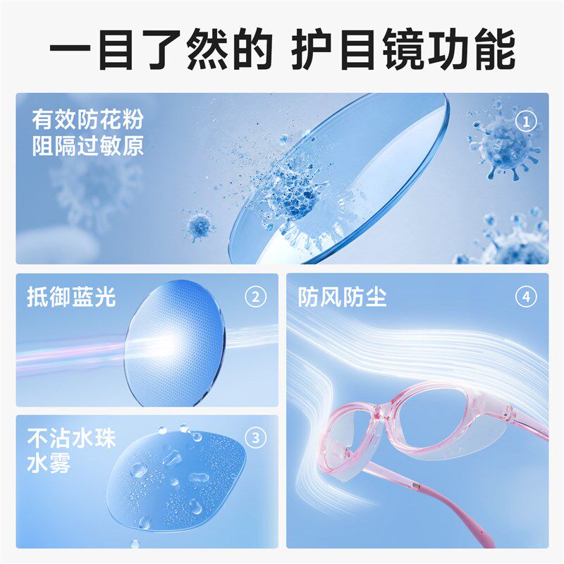 儿童防花粉过敏防风护目镜全包围眼镜封闭湿房镜小孩专用防护眼睛