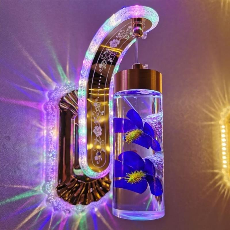 壁灯床头灯现代欧式简约创意led真花卧室客厅过道楼梯墙壁灯