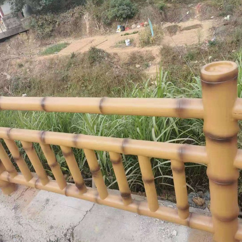 水泥仿竹护栏景区河道围栏公园河边栅栏围墙混凝土仿竹子木栏杆r