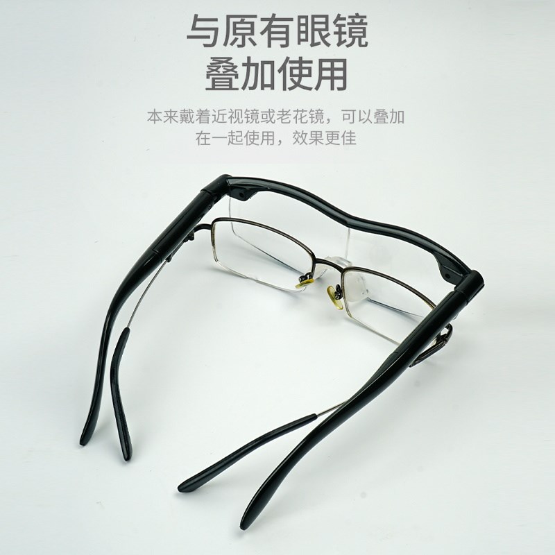 头戴式放大镜带灯老人阅读高清老花眼镜型便携手机维修手表用高倍
