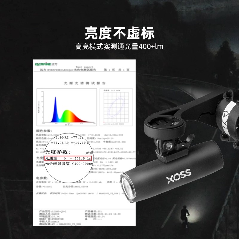 行者公路车前灯高亮自行车夜骑灯山地车夜行单车灯吊装下挂手电筒
