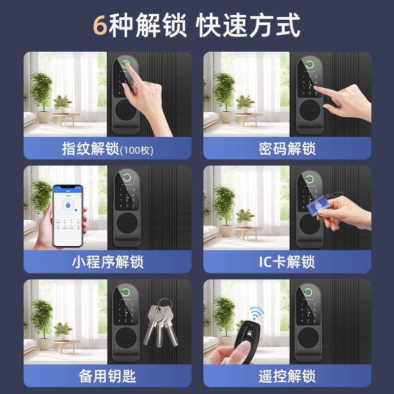 智能锁老式防盗门电子锁指纹改智能大铁门牛头锁户外盼盼密码锁门
