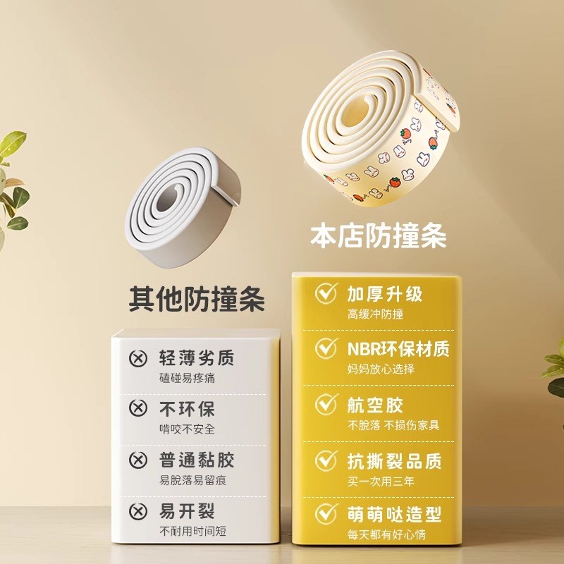 宝宝防撞条不留胶婴儿床围栏包边环保无毒可啃咬床边床头儿童软包