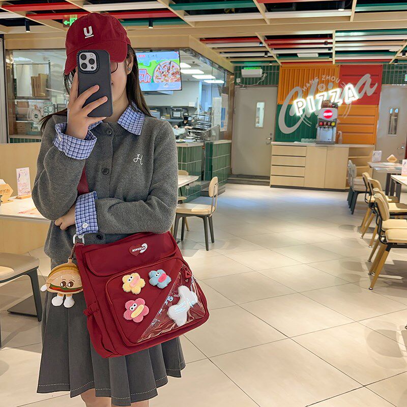 补课班帆布包女孩手提拎书袋初中学生单肩补习包儿童小学生斜挎包