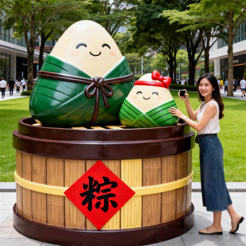 玻璃钢雕塑定制端午节龙船卡通大型景观户外美陈雕塑摆件装饰美陈
