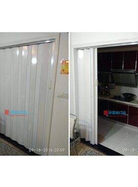 PVC折叠门推拉门隔断厕所厨房隐形收缩百叶门简易临时开通燃气门