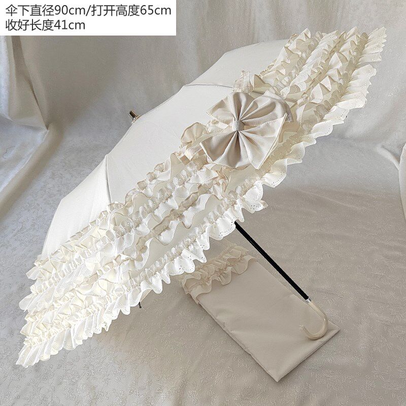千层折叠伞日系lo伞洛丽塔二折lolita伞花嫁少女心公主伞蕾丝可爱
