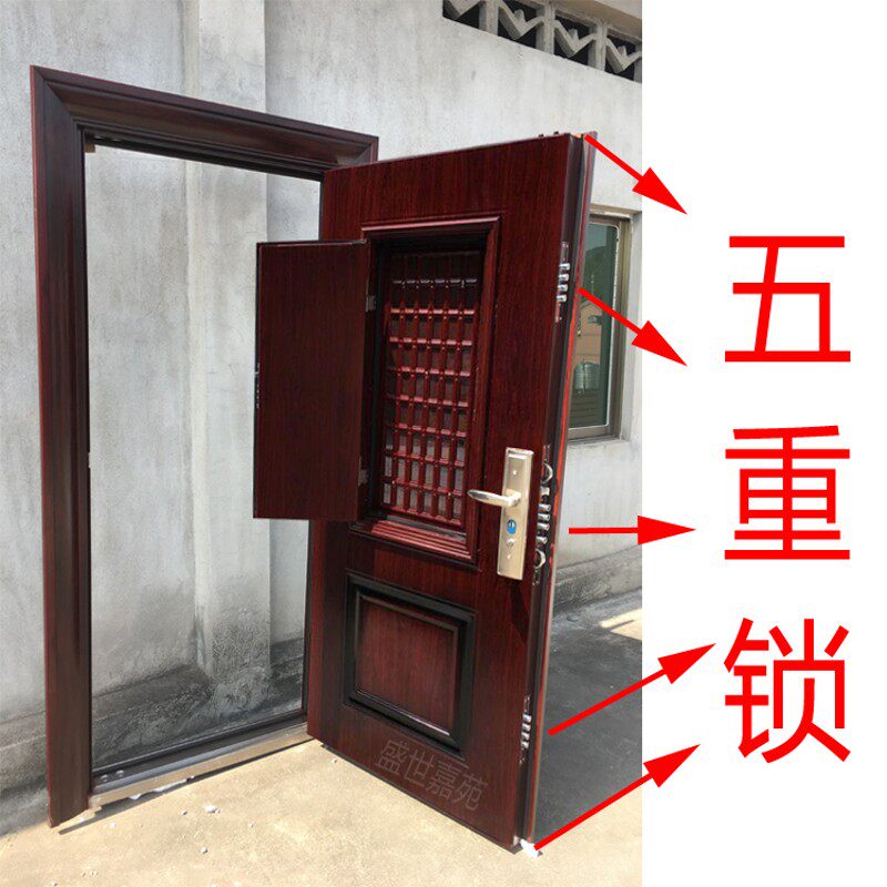 甲级丁级通风防盗安全双开别墅智能指纹密码锁钢质进户入户家用门