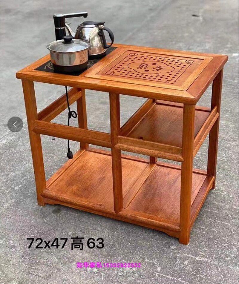 红木实木功夫茶几小茶台菠萝格木功夫茶几小茶台红木茶艺桌茶车