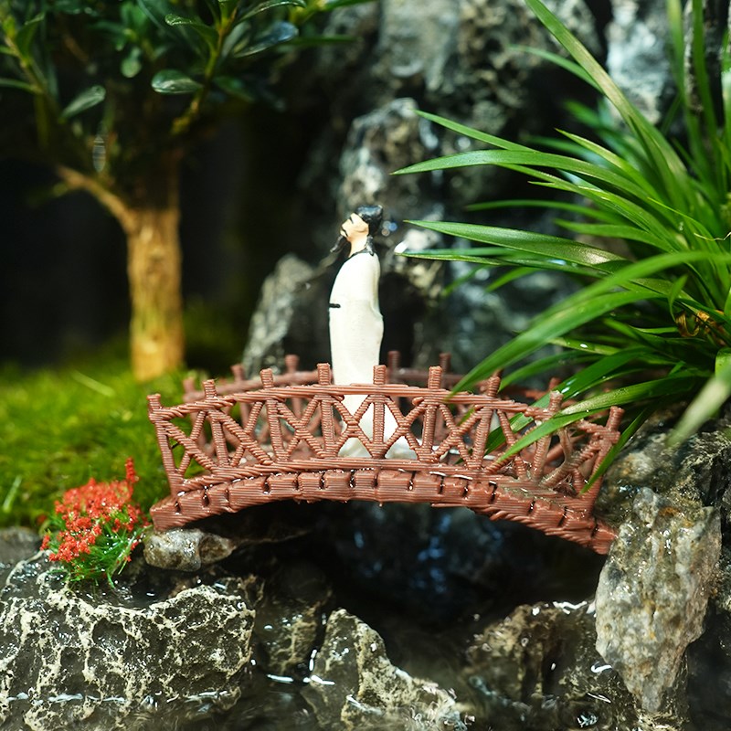 小桥流水苔藓微景观流水款养鱼缸真植物生态瓶办公室成品乔迁送礼