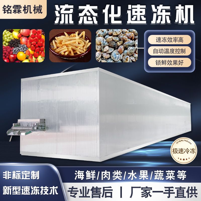 水果丁流态化速冻机 黄桃速冻设备 速冻流水线速冻黄桃预处理设备