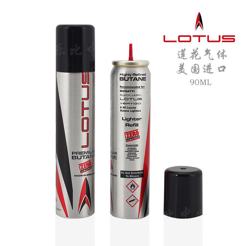 lotus莲花打火机丁烷气体通用安全直冲充打火机气90ml充汽罐汽瓶