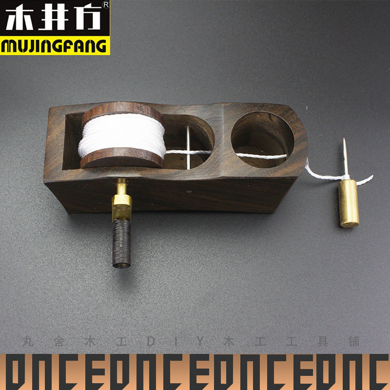 木井方墨斗手摇式墨盒划线器 木工工具DIY黑檀木画线迷你传统复古