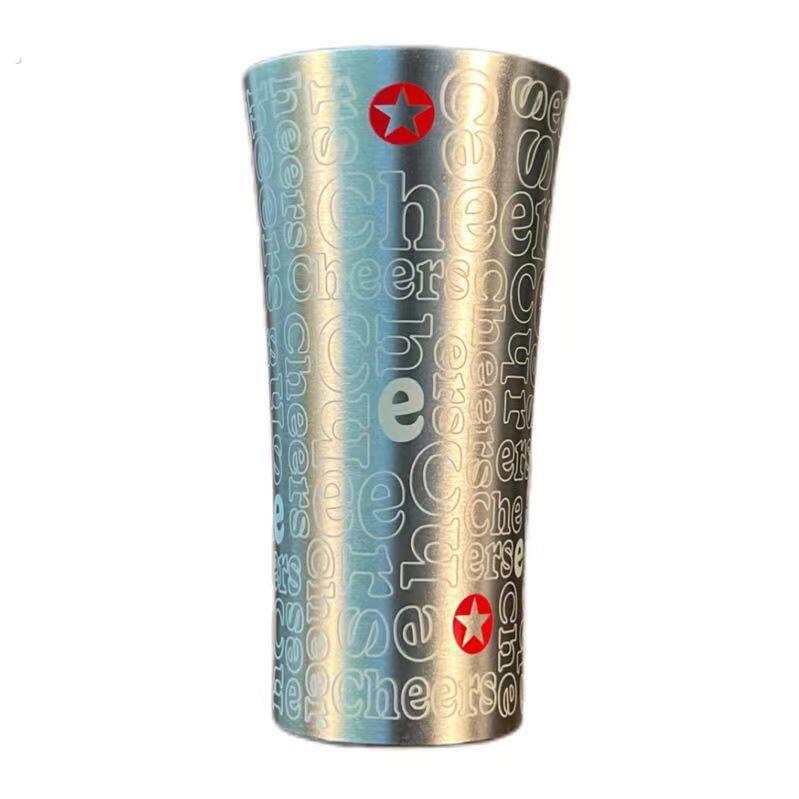 喜力变色铝杯啤酒杯小蛮腰冷饮专用杯家用水杯可叠放直杯外贸