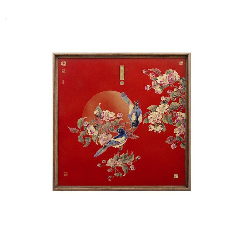 喜上眉梢入户玄关画装饰画古典新中式复古好寓意挂画乔迁新居礼品