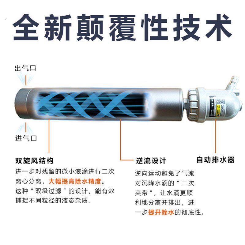 空压机气源干燥器逆流双旋风油水分离过滤器空气压缩除水无滤芯